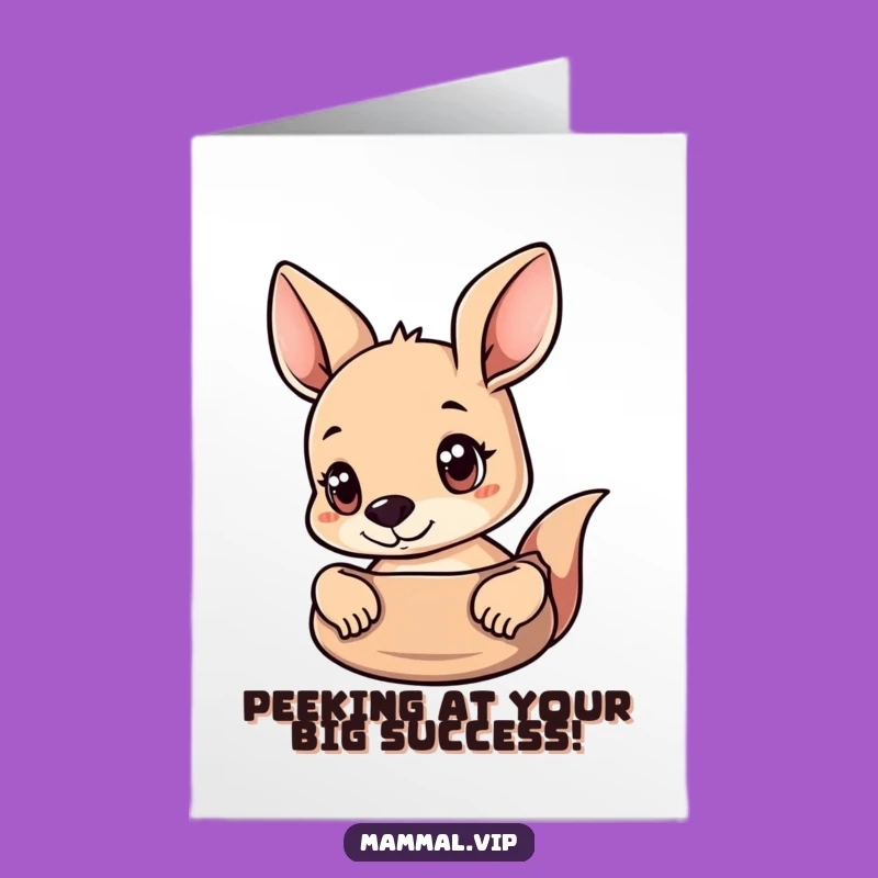 Free Printable Congrats Card: Curious Kangaroo Peeking Out! Downloadable Achievement