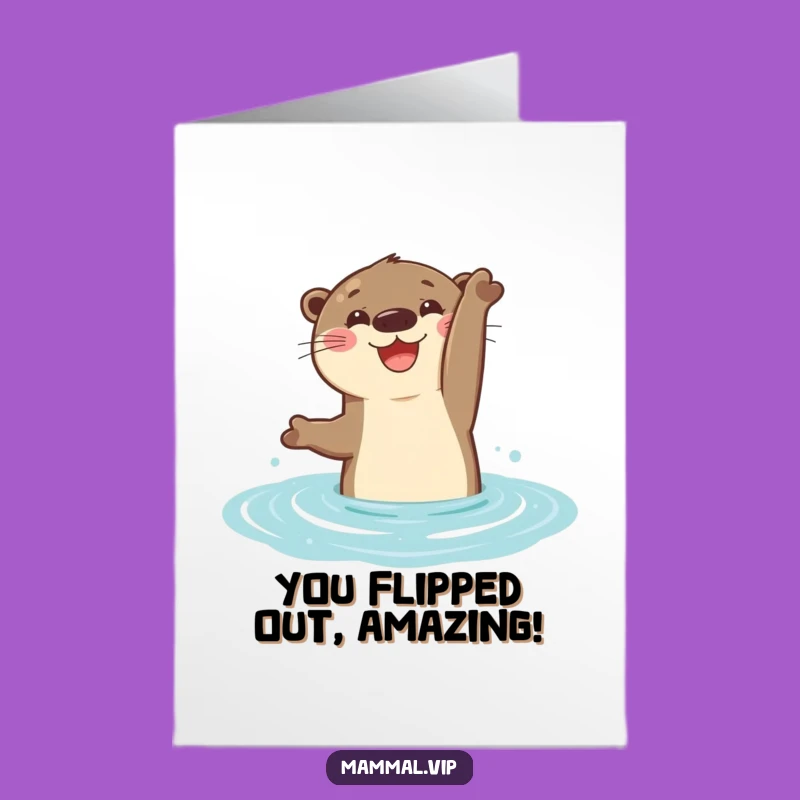 Free Printable Congrats Card: Otter Flip - Funny Downloadable for Aquatic Success
