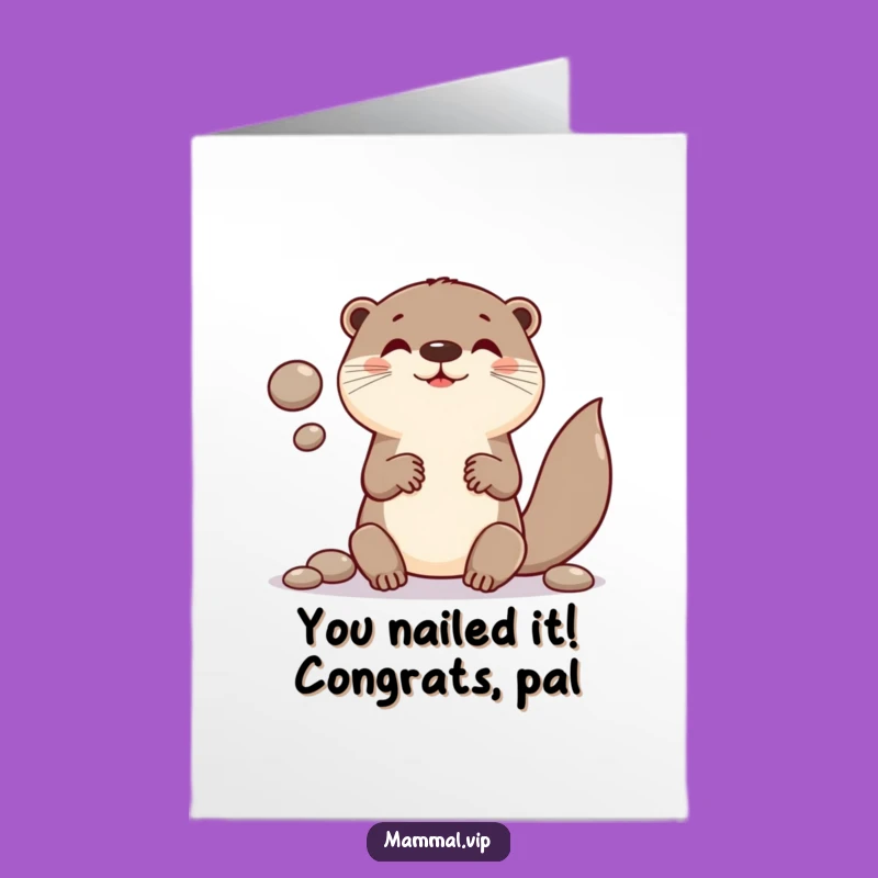 Free Printable Congrats Card: Otter Juggling Pebbles - A Funny Downloadable Gift for Any Occasion