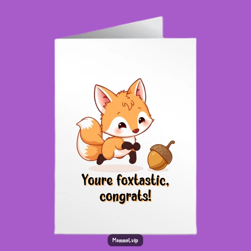 Free Printable Congratulations Card: Fox Cub's Playful Pursuit - Humorous Downloadable Greeting