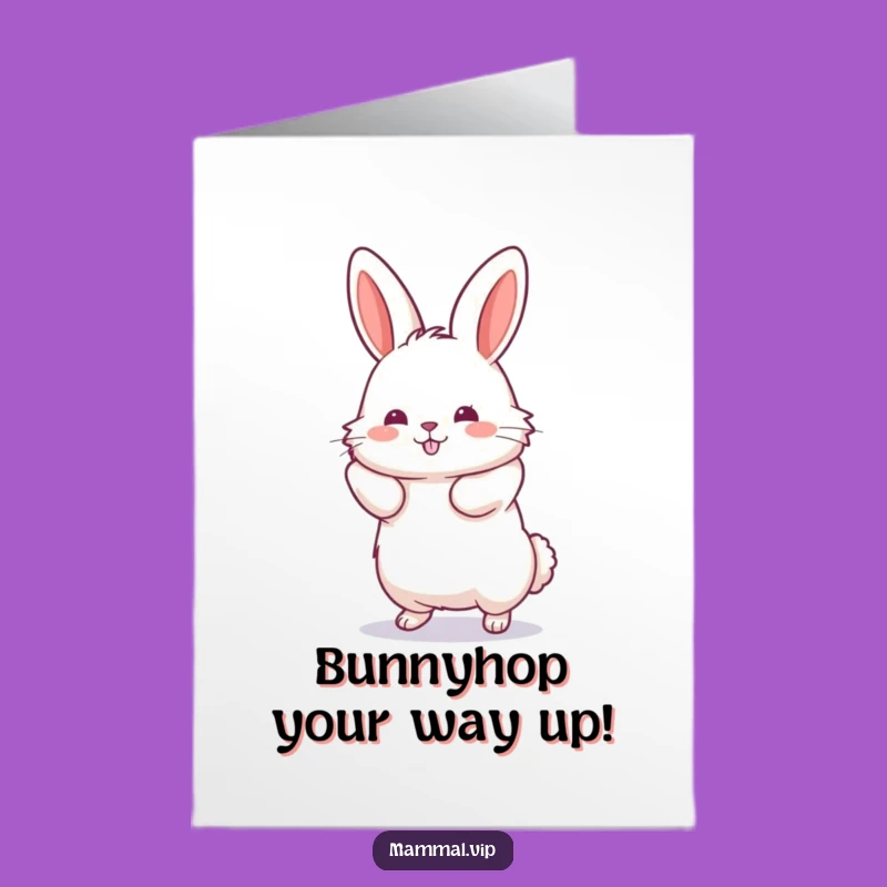 Free Printable Congratulations Card: Leaping Rabbit Achieves Goals - Humorous Downloadable Greeting