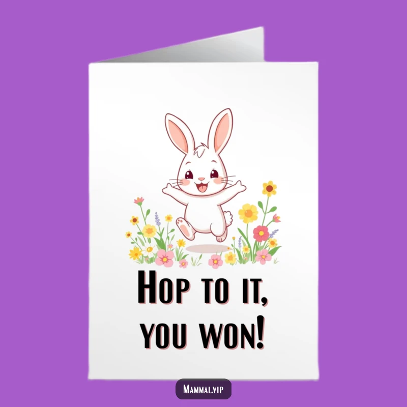 Free Printable Rabbit Congrats Card: Funny Downloadable Greeting for Great Achievements