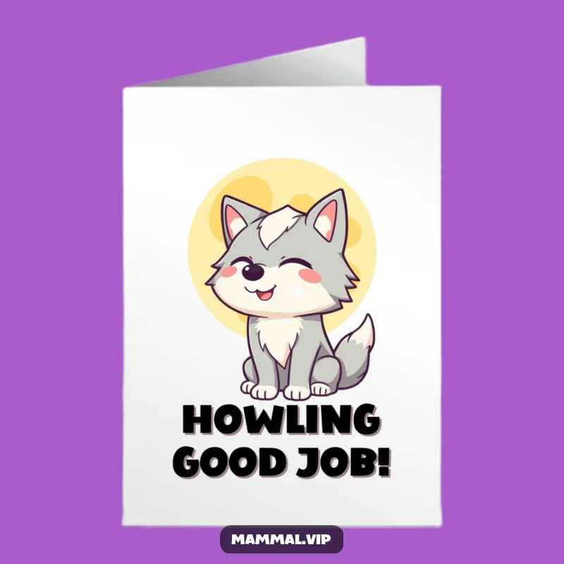 Winking Wolf Howling Free Printable Congrats Card - Fun Downloadable Celebration