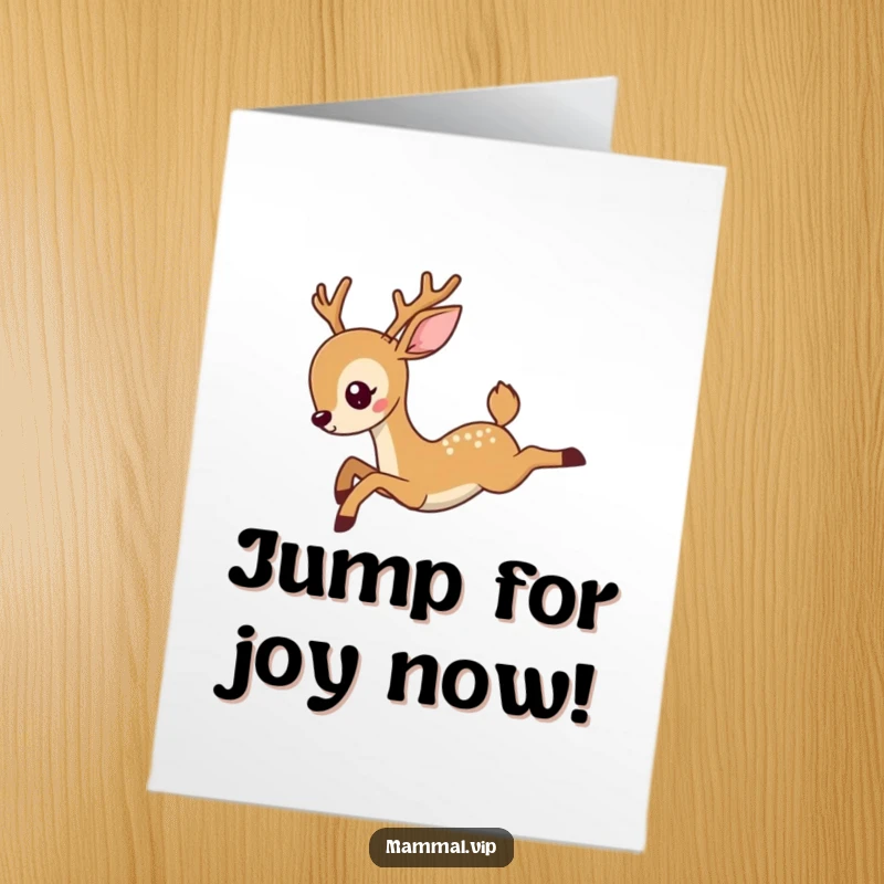 Funny Free Printable Congratulations Card: A majestic deer gracefully leaps high, celebrating success with elegance and flair.