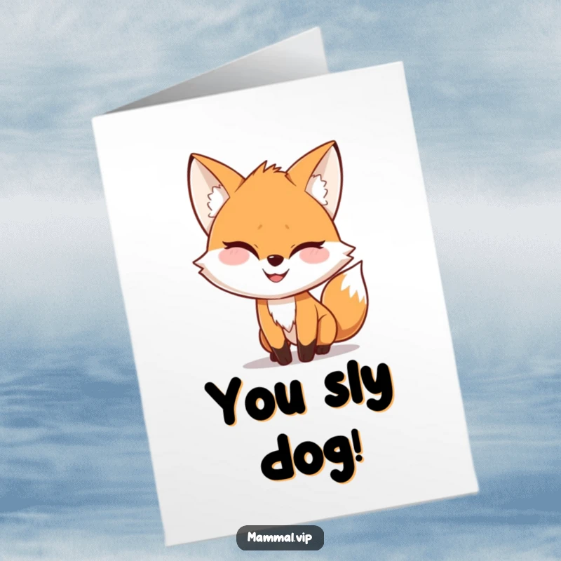 Funny Free Printable Congratulations Card: Playful fox with a sly, mischievous grin, celebrating success.