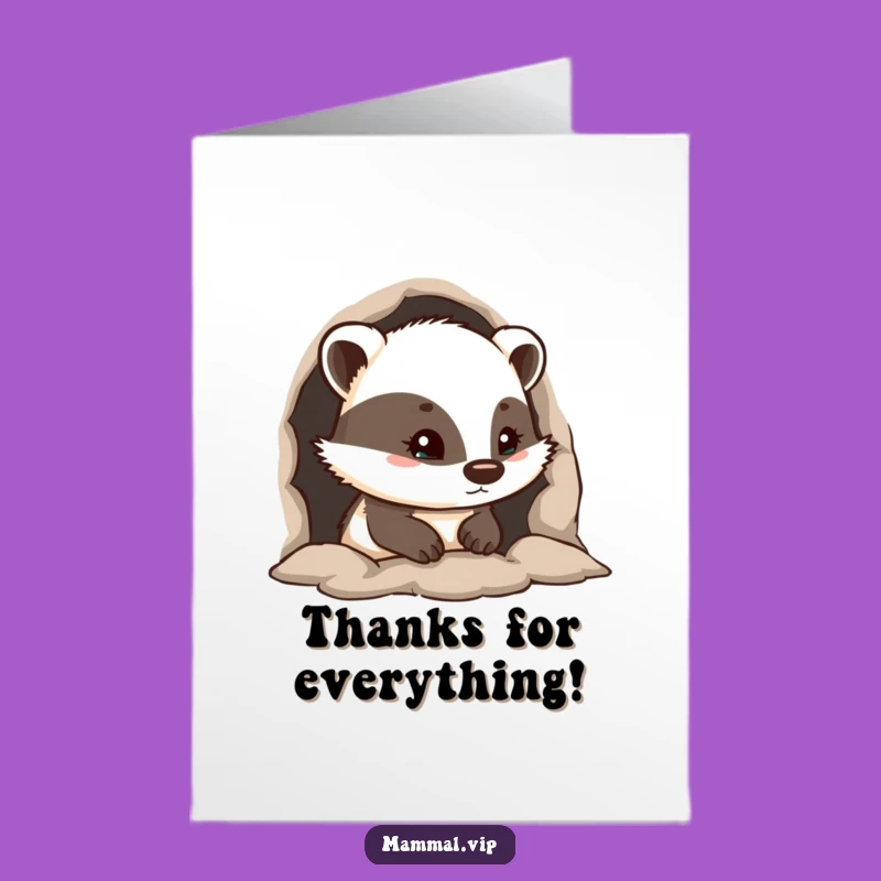 Curious Badger Peeking Free Printable Thank You Card - Gentle Downloadable Gratitude