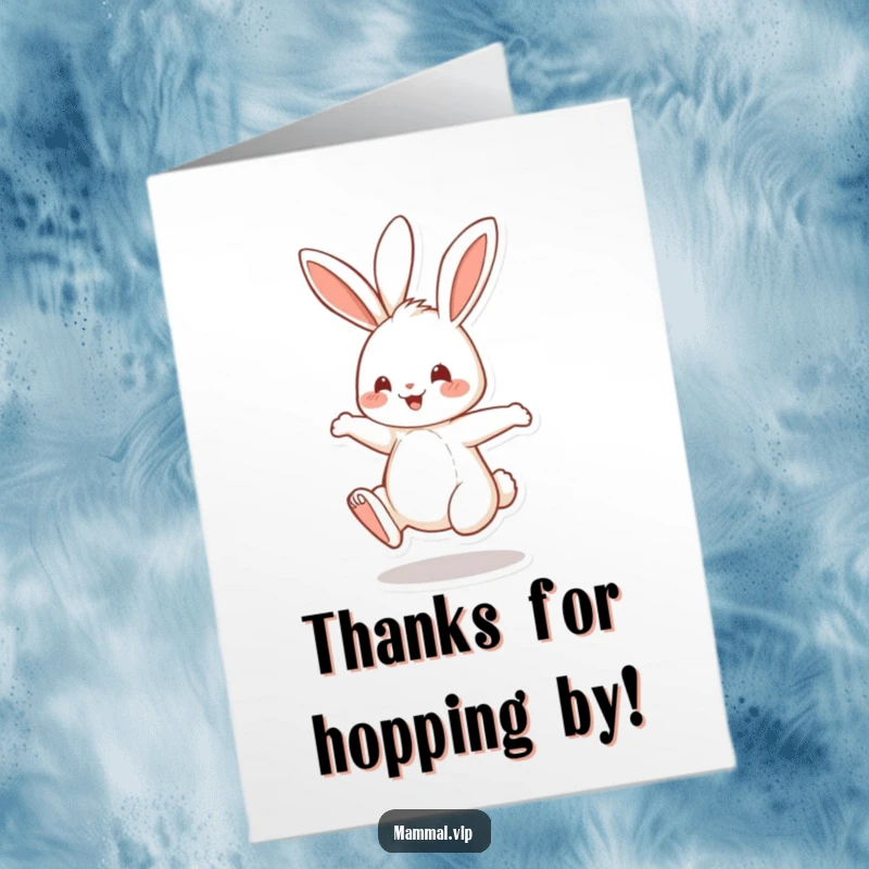 Funny Free Printable Thank You Card: Cheerful rabbit bouncing with gratitude, a delightful thank you.