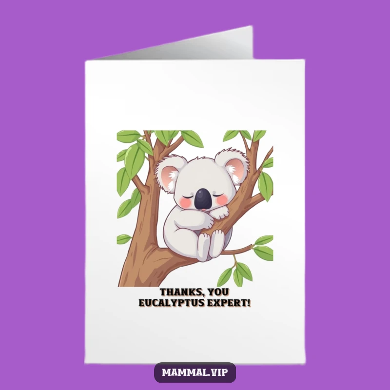 Free Printable Thank You Card: Content Koala Snoozing Funny Downloadable Gift