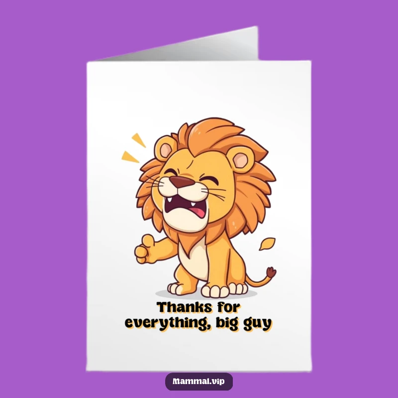 Free Printable Thank You Card: Grateful Lion's Roar of Thanks! Downloadable Gratitude