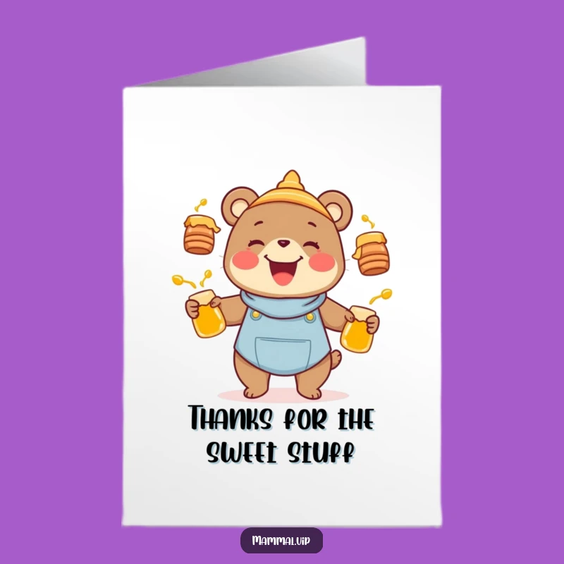 Free Printable Thank You Card: Bear's Honey Gratitude Downloadable Gift