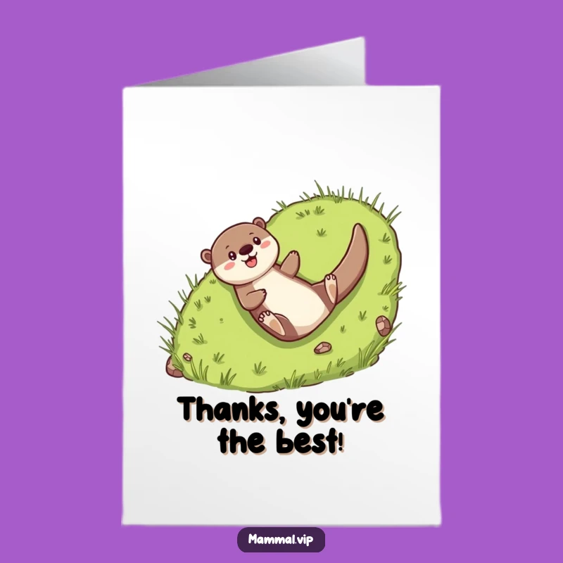 Free Printable Thank You Card: Happy Otter Slide - Cheerful Downloadable