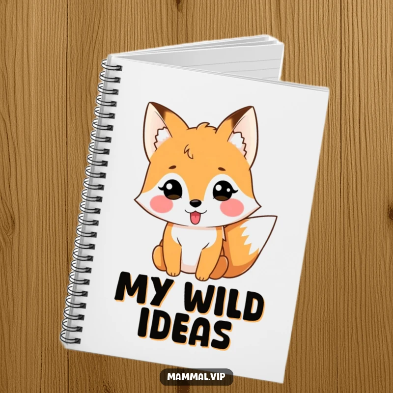 Funny fox illustration with tongue sticking out, a humorous notebook for playful ideas.