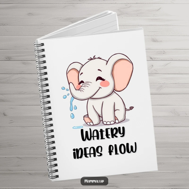 Funny Elephant Notebook: A joyful elephant playfully sprays water from its trunk, perfect for jotting down happy thoughts.