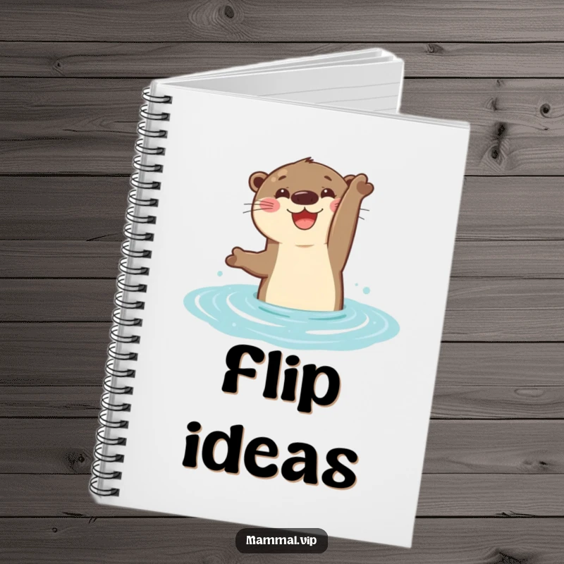 Funny Notebook with a cheerful otter doing a happy flip in the water, perfect for jotting down joyful thoughts.