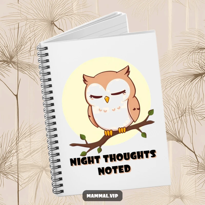 Funny Owl Notebook: A sly winking owl on a moonlit branch, perfect for jotting down notes with a touch of nocturnal humor.