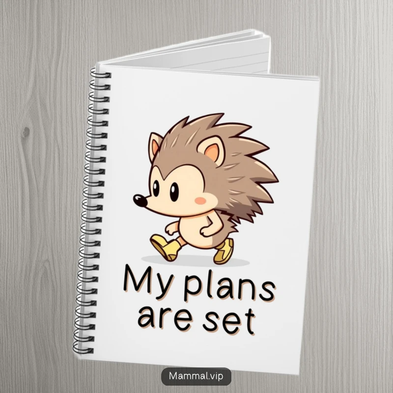 Funny Hedgehog Notebook: A determined hedgehog character marching forward with tiny boots, ready to record ambitious plans.