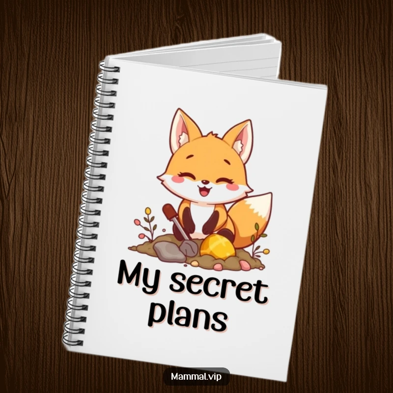 Funny fox digging for treasure notebook, featuring an excited character seeking hidden riches, great for notes and a funny gift.