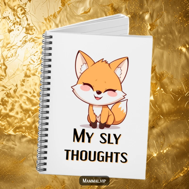 Funny Notebook cover featuring a playful fox character with a mischievous grin, inspiring clever planning and note-taking.