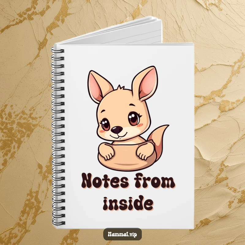 Funny Kangaroo Notebook with a curious kangaroo peeking out of its pouch, perfect for jotting down thoughts.
