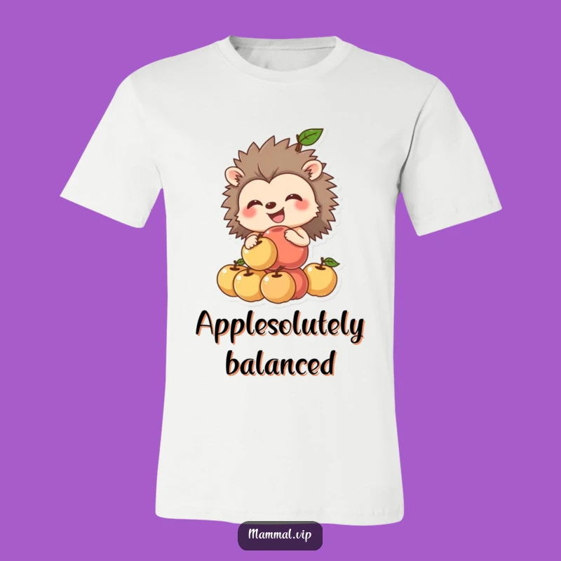 Funny Hedgehog Apple T-Shirt: Grinning Stacker, Comical Gift for Critter Fans