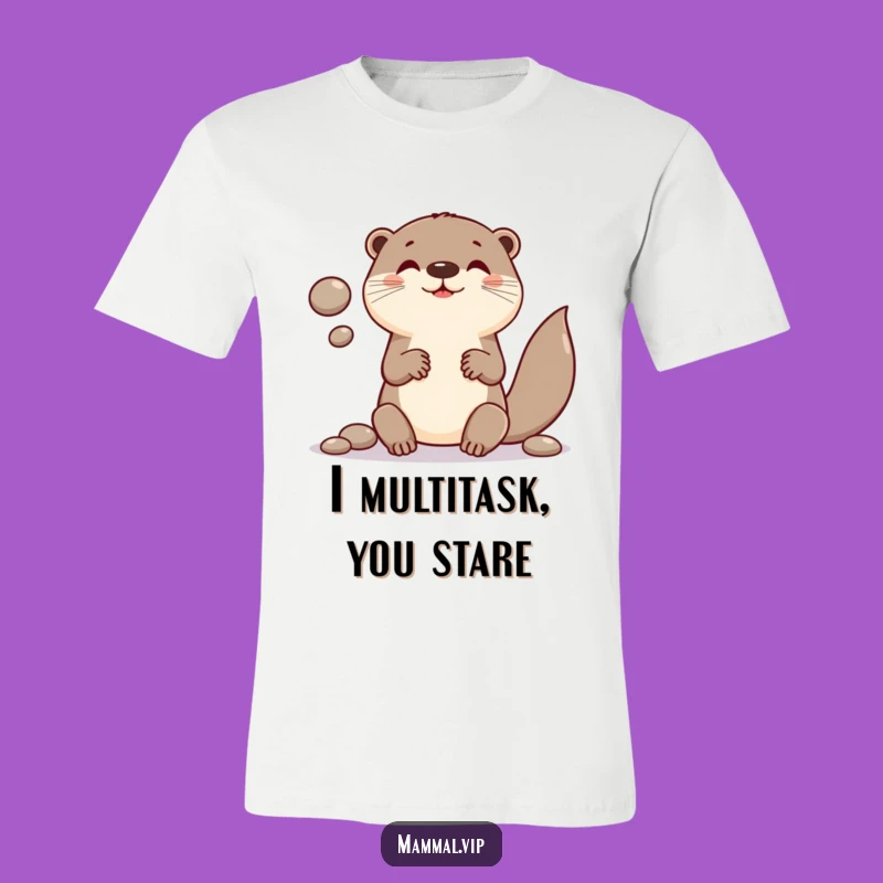 Funny Otter Juggling Pebbles T-Shirt: Wear Your Love for Whimsical Animals and Humor