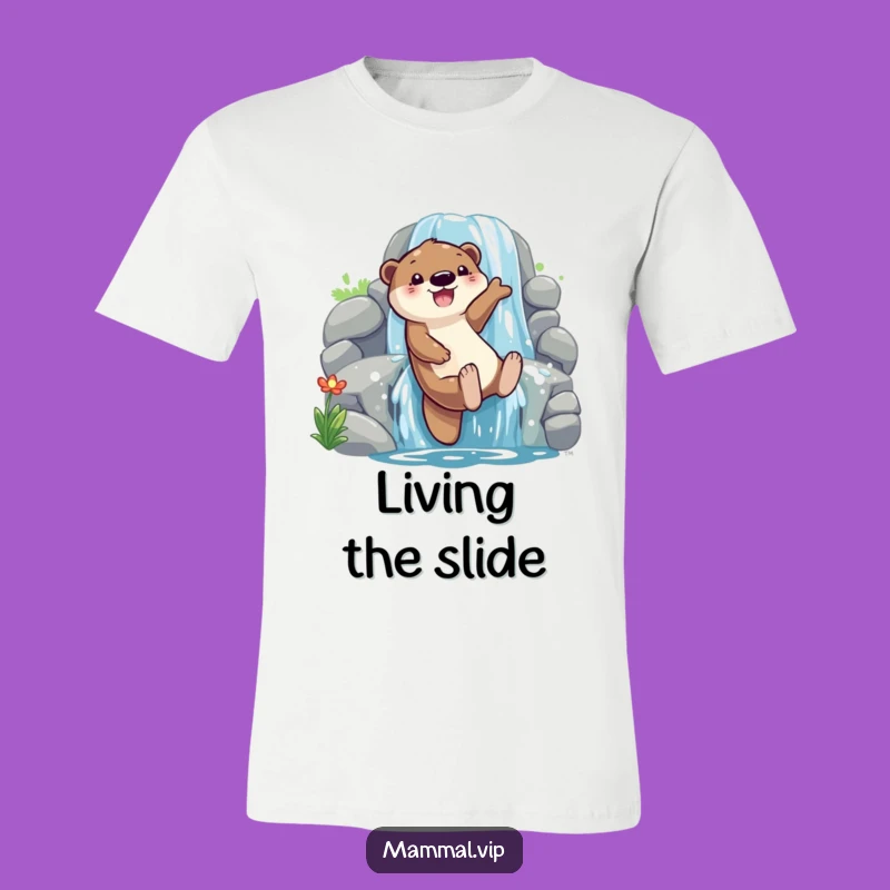 Funny Otter Waterfall Slide T-Shirt: Glee and Fun Tee