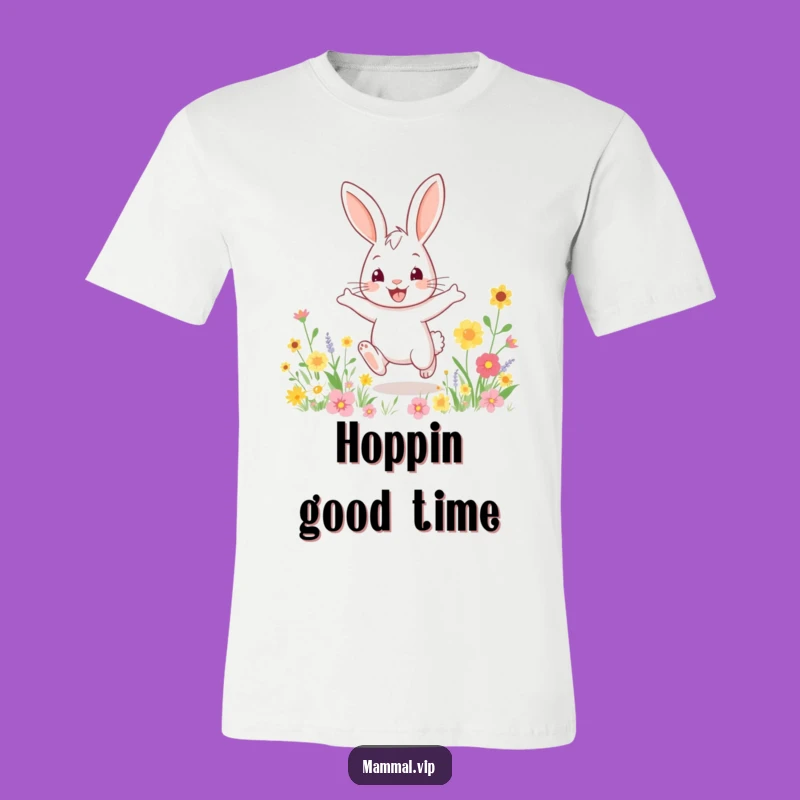 Funny Rabbit T-Shirt: Bouncy Hop Through Flowers for Cheerful Style
