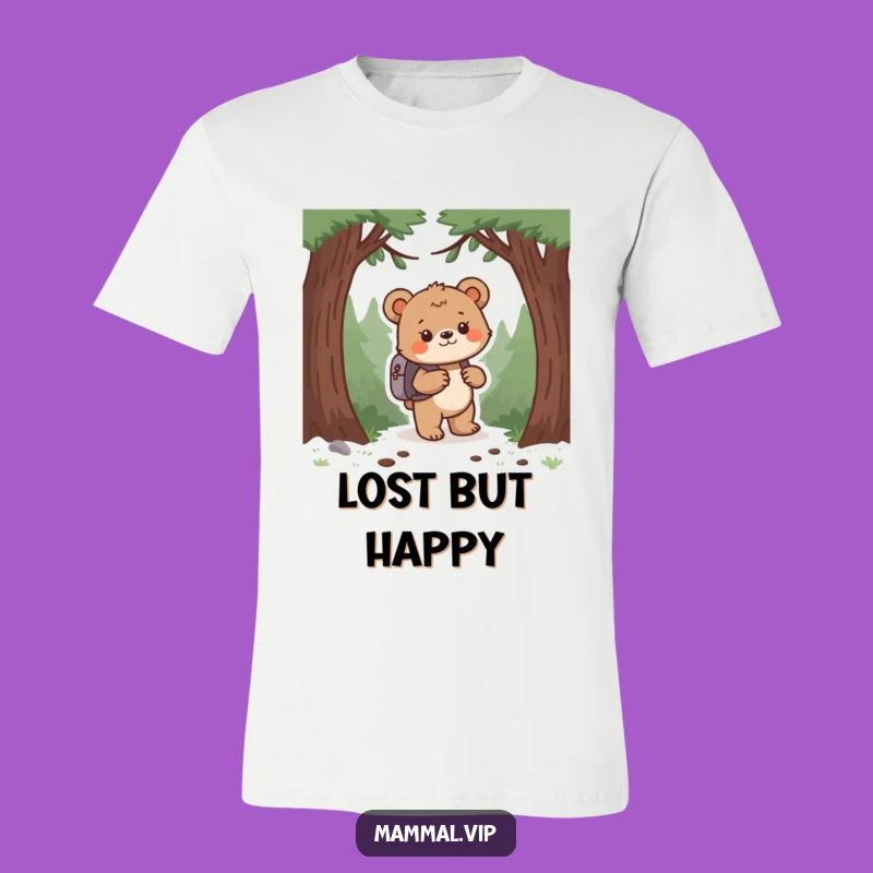 Funny Bear Cub Exploring Forest T-Shirt - Playful Adventure Tee Gift