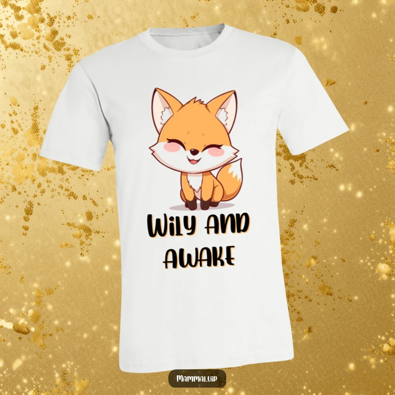 Funny T-Shirt with a playful fox character creeping forward with a decidedly mischievous and impish grin.