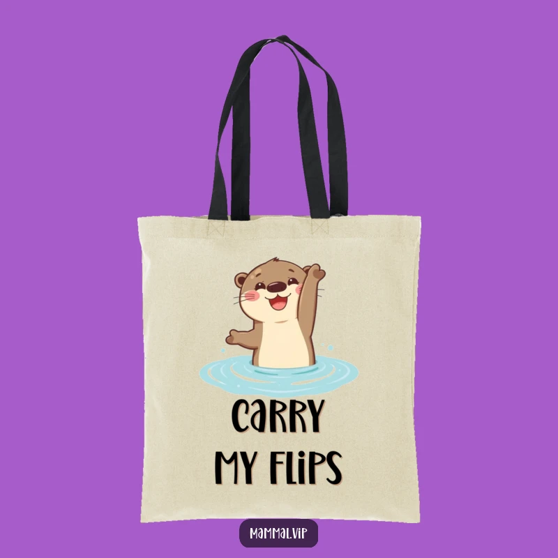 Funny Otter Flip Tote Bag: Joyful Aquatic Carry-All