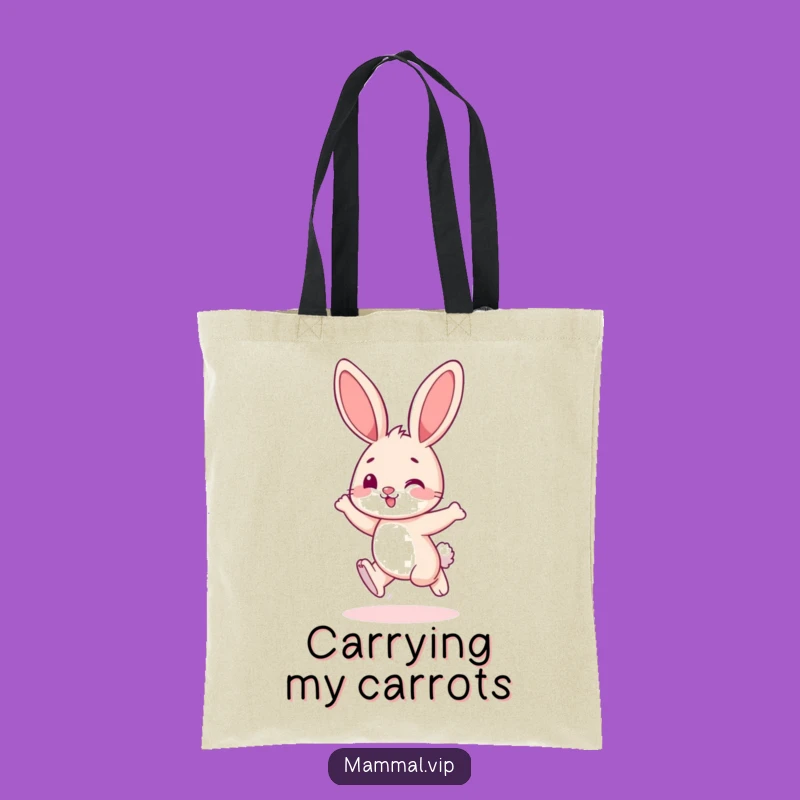 Funny Hopping Bunny Tote Bag: Playful Character Cute Animal Bag