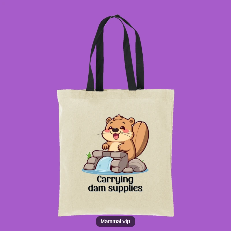 Funny Beaver Dam Tote Bag: Happy Builder Carryall, Practical Funny Gift