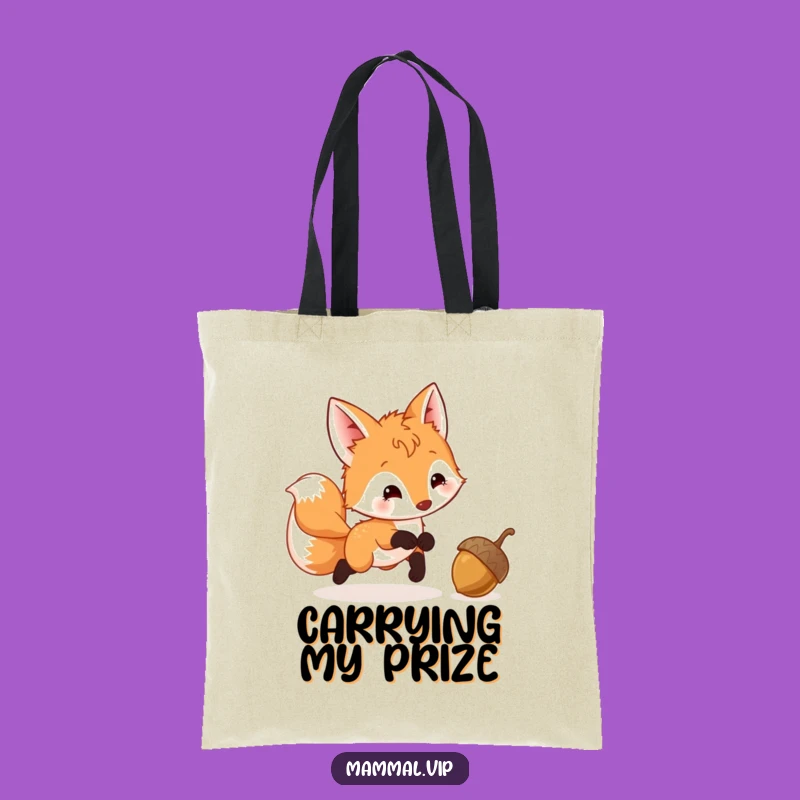 Funny Fox Cub Acorn Tote Bag: Humorous Gift for Playful Shoppers