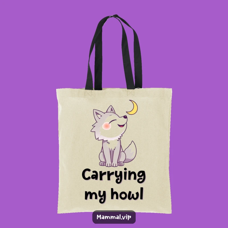 Funny Howling Wolf Tote Bag: Cheerful Moon Companion, Practical Funny Gift