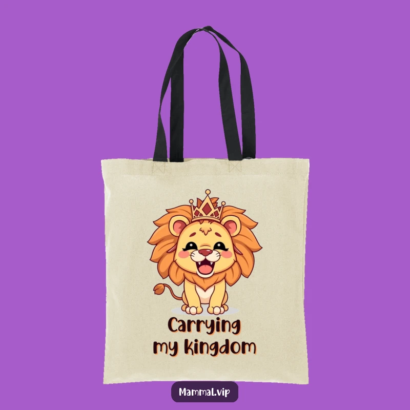 Funny Lion Tiara Tote Bag - Hilarious Statement Carry-All Gift