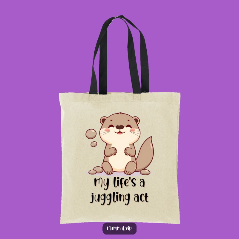 Funny Otter Juggling Pebbles Tote Bag: Carry Your Essentials with Whimsical Charm