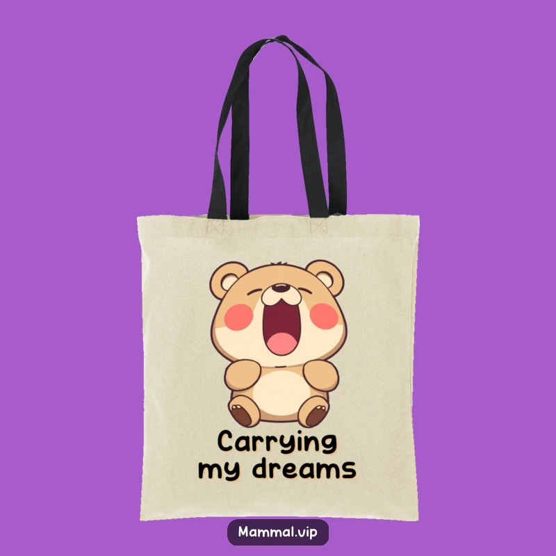 Funny Yawning Bear Tote Bag - Cute Sleepy Animal Canvas Bag Gift